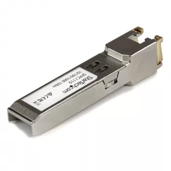 StarTech.com Moduł nadawczo-odbiorczy SFP zgodny z Cisco SFP-GE-T - 10/100/1000BASE-TX ~ Moduł SFP zgodny z Cisco SFP-GE-T - 1000BASE-T - SFP na RJ45 Cat6/Cat5e - 10/100/1000 Mbps - RJ-45 100 m - Cisco IE3400, IE3300, IE3200