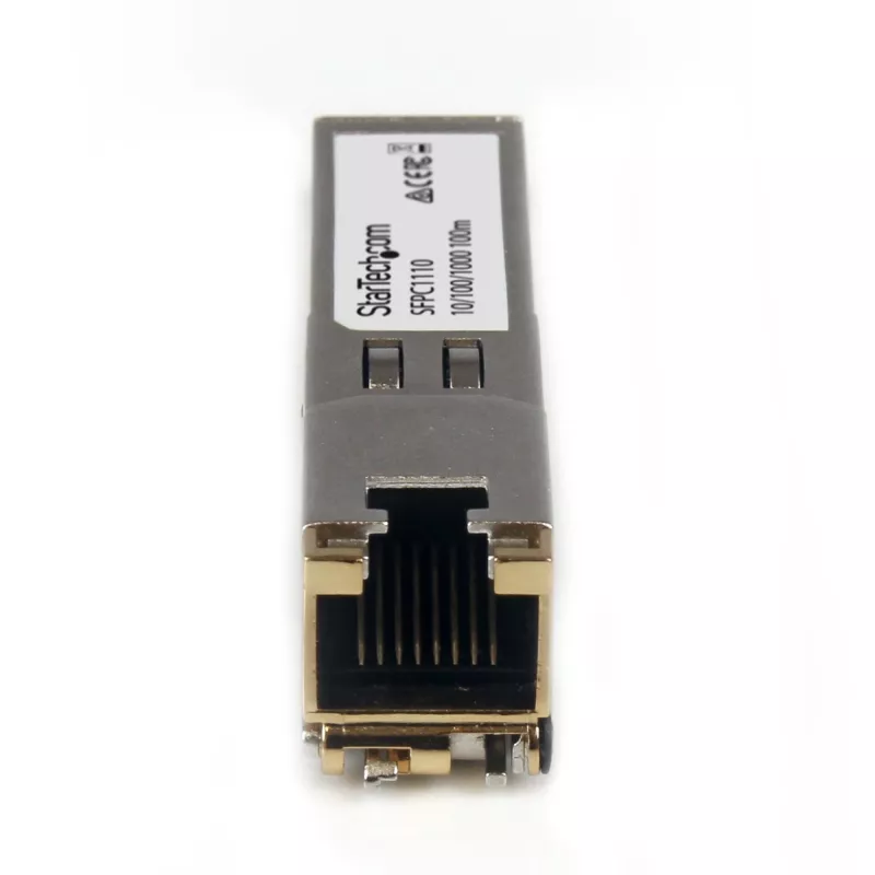 StarTech.com Moduł nadawczo-odbiorczy SFP zgodny z Cisco SFP-GE-T - 10/100/1000BASE-TX ~ Moduł SFP zgodny z Cisco SFP-GE-T - 1000BASE-T - SFP na RJ45 Cat6/Cat5e - 10/100/1000 Mbps - RJ-45 100 m - Cisco IE3400, IE3300, IE3200