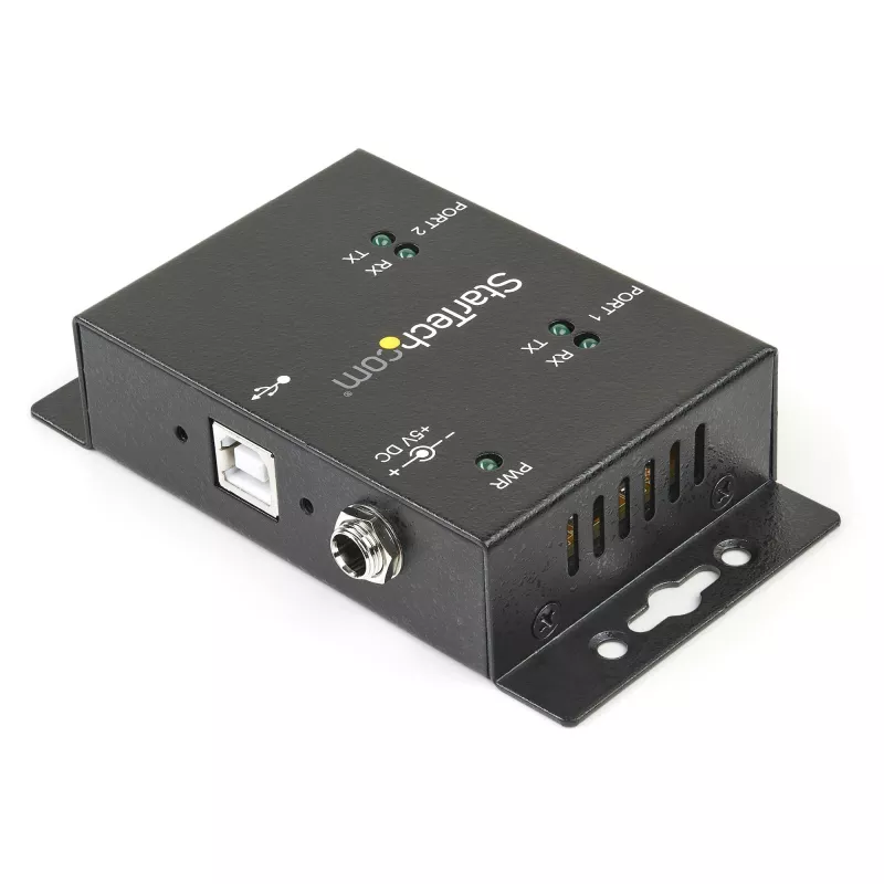 StarTech.com 2-Portowy Przemysłowy Adapter USB na port szeregowy do montażu na ścianie z klipsami do szyny DIN