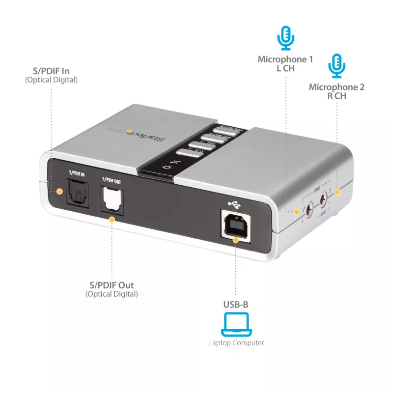 StarTech.com 7.1 USB Audio Adapter Zewnętrzna karta dźwiękowa z cyfrowym dźwiękiem SPDIF