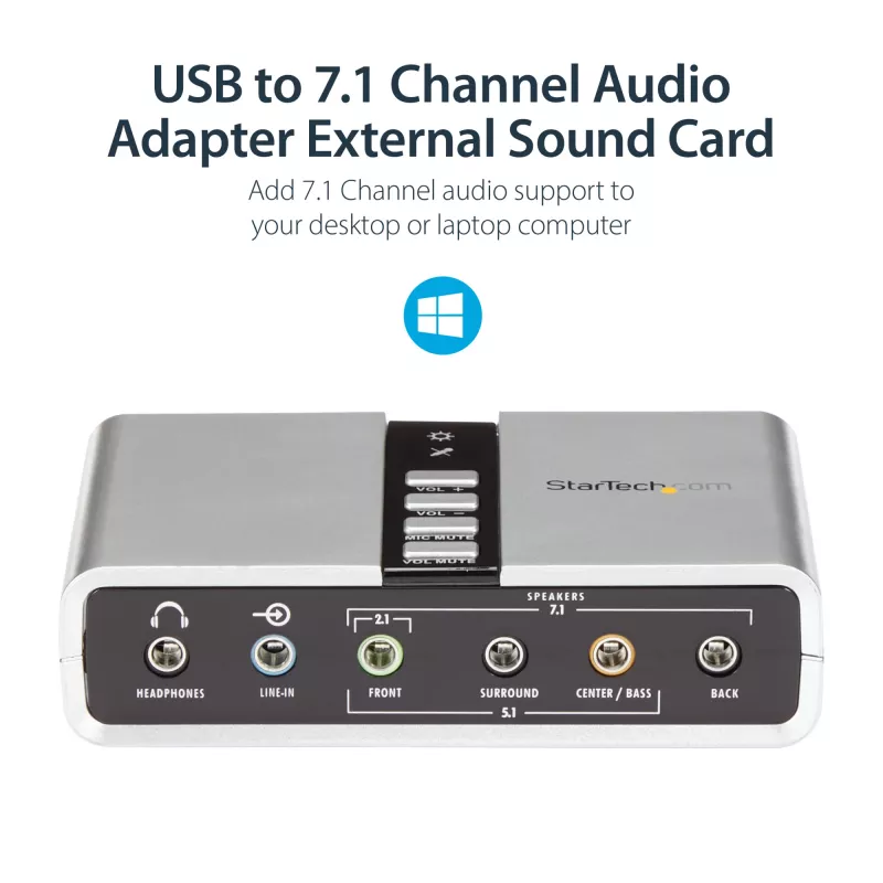 StarTech.com 7.1 USB Audio Adapter Zewnętrzna karta dźwiękowa z cyfrowym dźwiękiem SPDIF