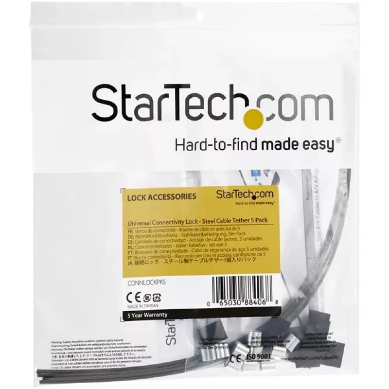 StarTech.com 5-Pack Security kabel Tethers for Adapters & Dongles - Universal adapter kablowy Tether - Tether Cables - Adjustable Length Anti-Theft kabel Tether Lock Kit - Steel