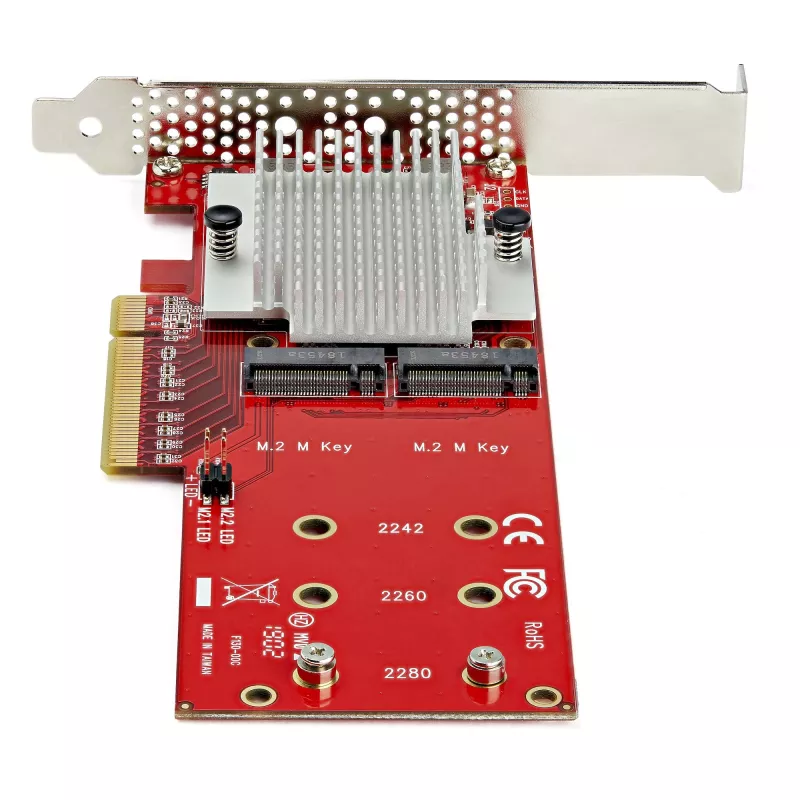 StarTech.com Dual M.2 PCIe SSD Adapter Card - x8 / x16 Dual NVMe or AHCI M.2 SSD to PCI Express 3.0 - M.2 NGFF PCIe (M-Key) Kompatybilny - Supports 2242, 2260, 2280 - JBOD - Mac & PC