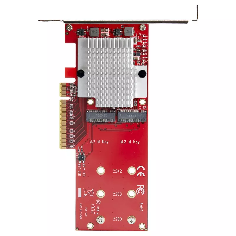 StarTech.com Dual M.2 PCIe SSD Adapter Card - x8 / x16 Dual NVMe or AHCI M.2 SSD to PCI Express 3.0 - M.2 NGFF PCIe (M-Key) Kompatybilny - Supports 2242, 2260, 2280 - JBOD - Mac & PC