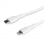 StarTech.com 6 stóp (2m) Wytrzymały biały kabel USB-C do Lightning - wzmocniony, odporny kabel ładująco-synchronizacyjny z włókien aramidowych USB Type C do Lightning z certyfikatem Apple MFi do iPada/iPhone'a 12