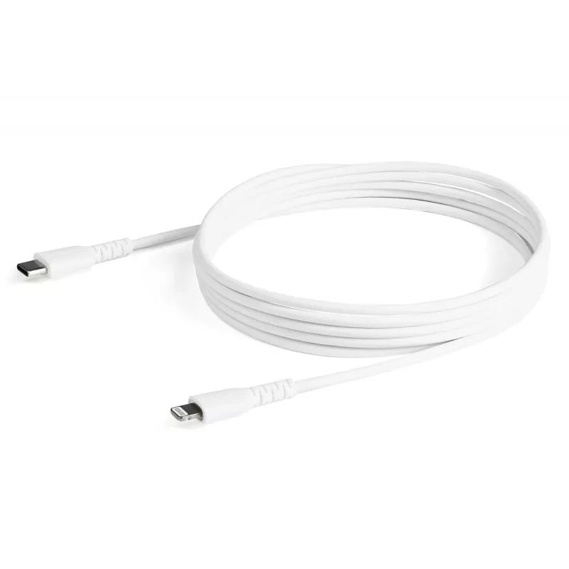 StarTech.com 6 stóp (2m) Wytrzymały biały kabel USB-C do Lightning - wzmocniony, odporny kabel ładująco-synchronizacyjny z włókien aramidowych USB Type C do Lightning z certyfikatem Apple MFi do iPada/iPhone'a 12
