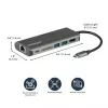 StarTech.com Adapter wieloportowy USB C — podróżna stacja dokująca USB-C z 4K HDMI, 3-portowym hubem USB 3.0, czytnikiem SD/SDHC, GbE, zasilaniem przejściowym PD 3.0 60 W — USB Type-C/Thunderbolt 3 — zamiennik DKT30CSDHPD