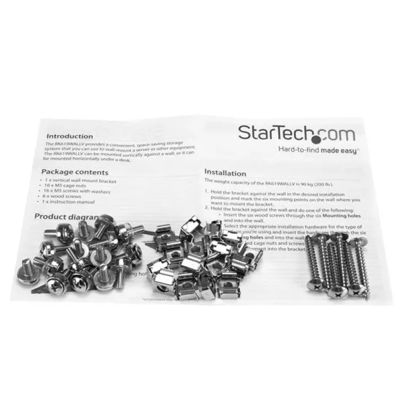 StarTech.com Pionowy uchwyt do montażu na ścianie serwera - stal lita - 6U