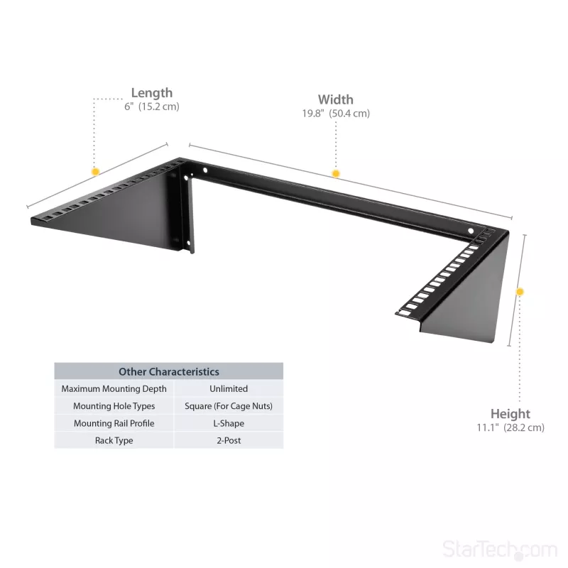 StarTech.com Pionowy uchwyt do montażu na ścianie serwera - stal lita - 6U