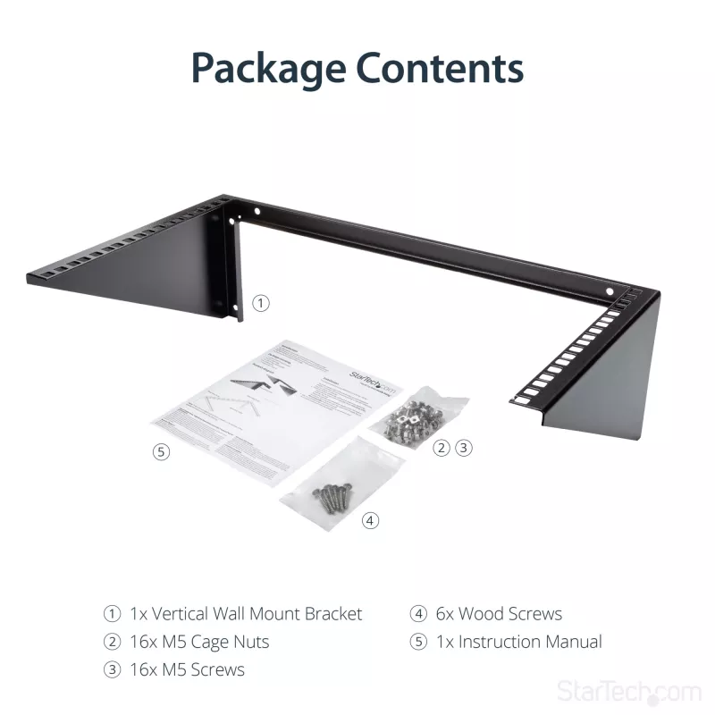 StarTech.com Pionowy uchwyt do montażu na ścianie serwera - stal lita - 6U