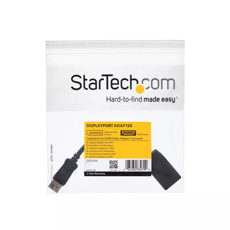 StarTech.com DisplayPort do HDMI Adapter - DP do HDMI Adapter/Konwerter wideo - 1080p - Certyfikat VESA - DP do HDMI Monitor/Wyświetlacz/Projektor Adapter Dongle - Pasywny - Zatrzaskowe złącze DP