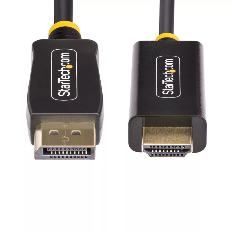 StarTech.com kabel przejściówki DisplayPort na HDMI 1 m, 4K 60 Hz z HDR, DP na HDMI 2.0b, aktywny konwerter wideo, z DisplayPort komputera stacjonarnego do monitora HDMI