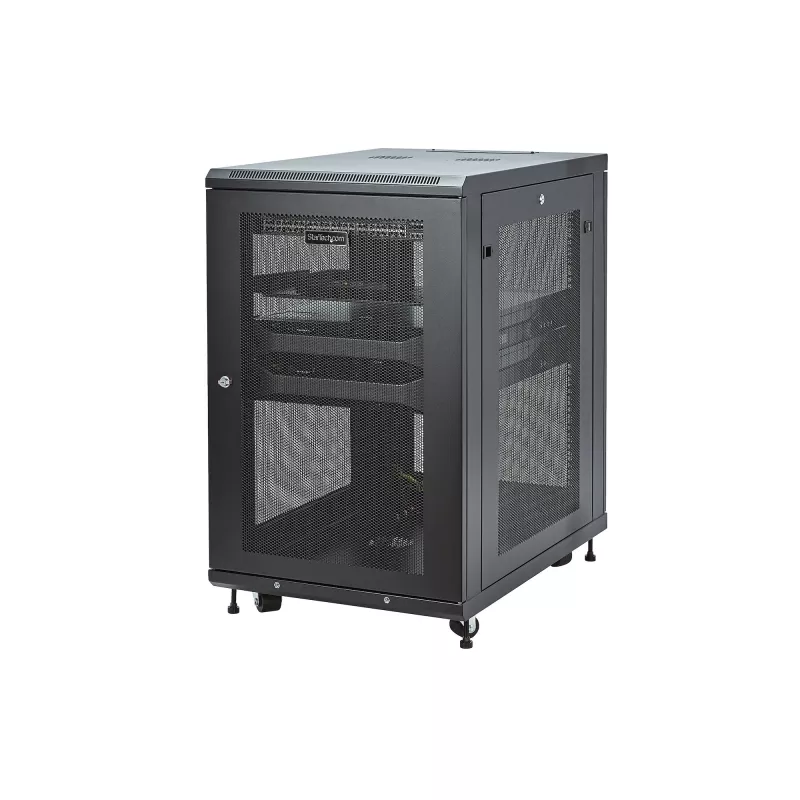 StarTech.com 4-Post 18U Server Rack Cabinet, Lockable 19 inch Data Rack Cabinet for Computer / AV / IT Equipment, Office / Home sieciowy Rack with Casters & Adjustable Mounting Rails