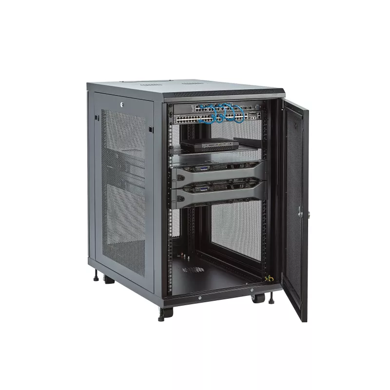 StarTech.com 4-Post 18U Server Rack Cabinet, Lockable 19 inch Data Rack Cabinet for Computer / AV / IT Equipment, Office / Home sieciowy Rack with Casters & Adjustable Mounting Rails