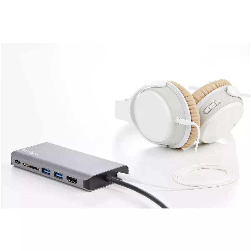 StarTech.com USB C Multiport Adapter - USB-C Mini Travel Dock z 4K HDMI lub 1080p VGA - 3x USB 3.0 Hub, SD, GbE, Audio, 100W PD Pass-Through - Przenośna stacja dokująca do laptopa/tabletu