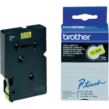 Taśma etykietująca Brother TC601 12mm czarna na żółtym