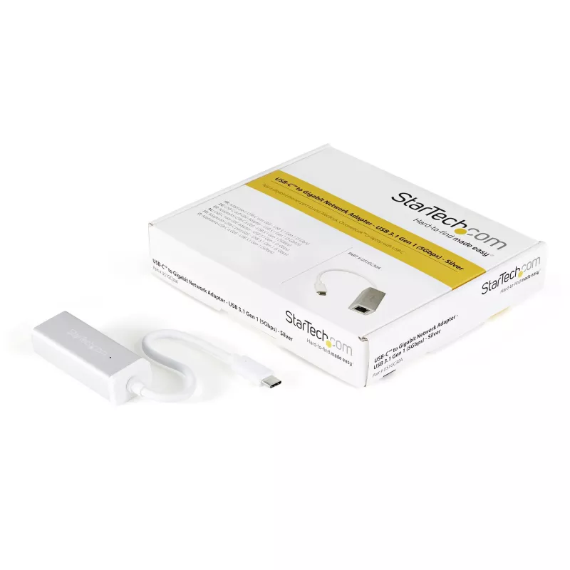 StarTech.com Adapter sieciowy USB-C do Gigabit Ethernet - srebrny, przewodowy, USB, Ethernet, 5000 Mbit/s, srebrny