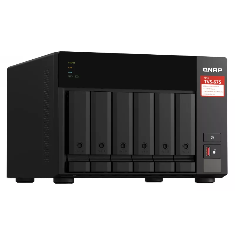 QNAP TVS-675 NAS Tower ZhaoXin KaiXian KX-6000 KX-U6580 8 GB DDR4 0 TB QuTS hero Czarny