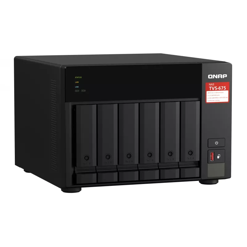 QNAP TVS-675 NAS Tower ZhaoXin KaiXian KX-6000 KX-U6580 8 GB DDR4 0 TB QuTS hero Czarny