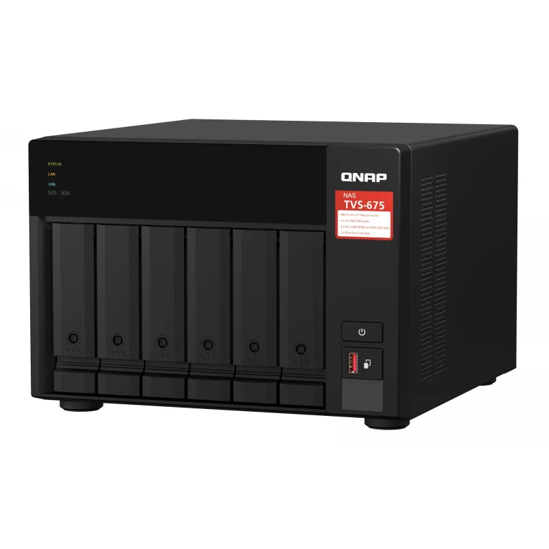 QNAP TVS-675 NAS Tower ZhaoXin KaiXian KX-6000 KX-U6580 8 GB DDR4 0 TB QuTS hero Czarny