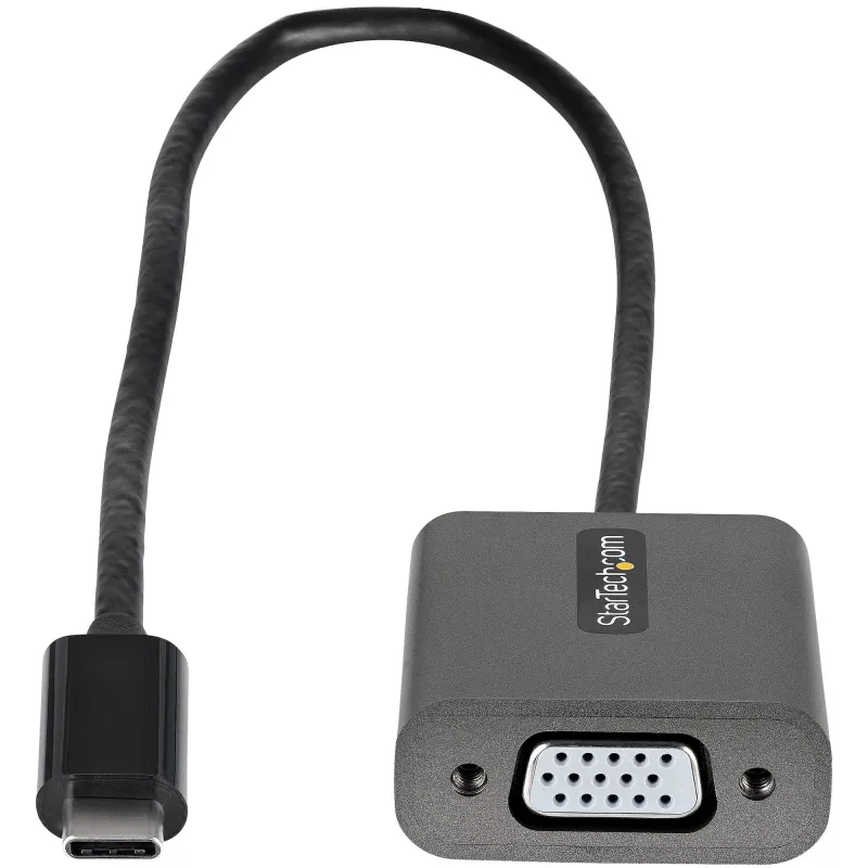 StarTech.com Adapter USB-C na VGA – 1080p, przejściówka USB Typu-C na VGA – konwerter wideo USB-C (DP Alt Mode) na monitor/wyświetlacz VGA – kompatybilny z Thunderbolt 3 – dołączony kabel o długości 12 cali – zaktualizowana wersja CDP2VGA
