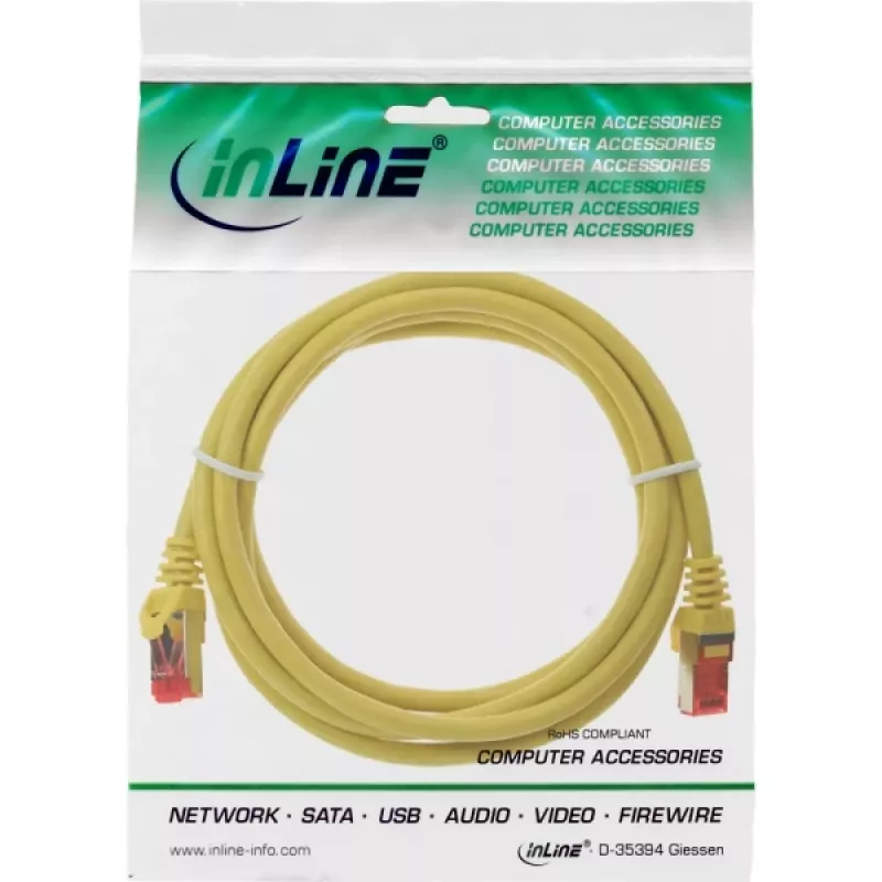 InLine Patch kabel S/FTP PiMF Kat.6 250MHz PVC miedziany żółty 0,25m