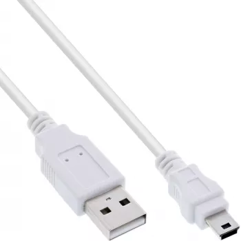 InLine USB 2.0 Mini kabel, Type A męski / mini-B męski (5pin), biały, 0,5m