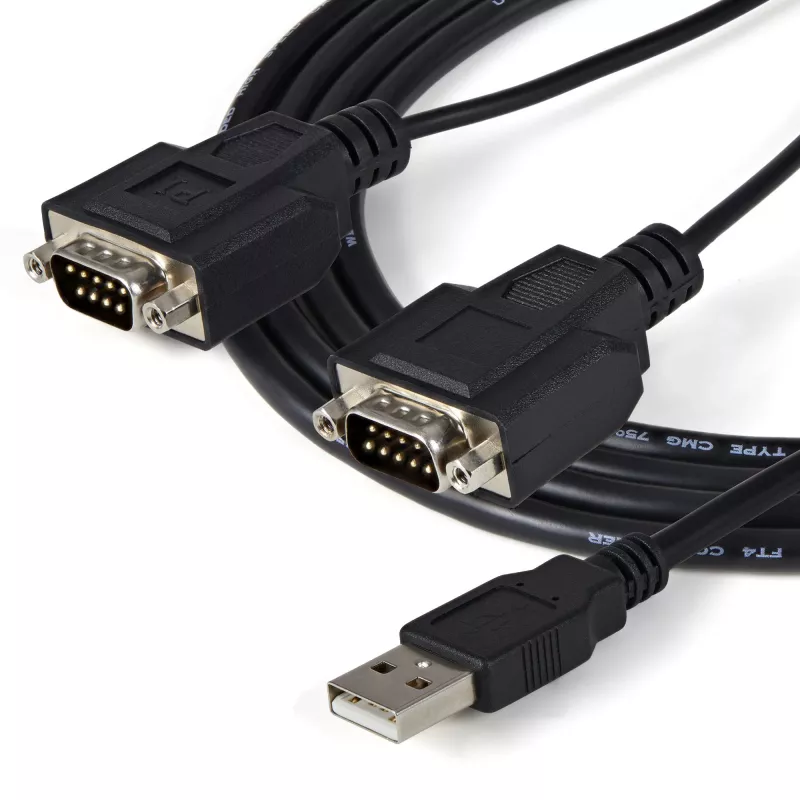 StarTech.com 1,8 m 2-portowy adapter kablowya FTDI USB na szeregowy RS232 z zachowaniem COM, USB na RS232 - TAA