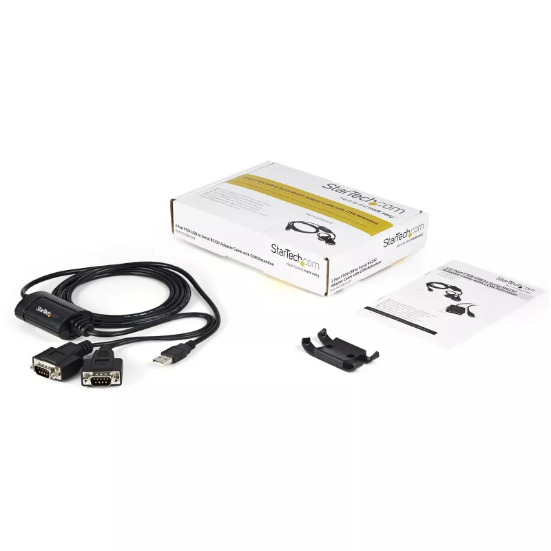 StarTech.com 1,8 m 2-portowy adapter kablowya FTDI USB na szeregowy RS232 z zachowaniem COM, USB na RS232 - TAA