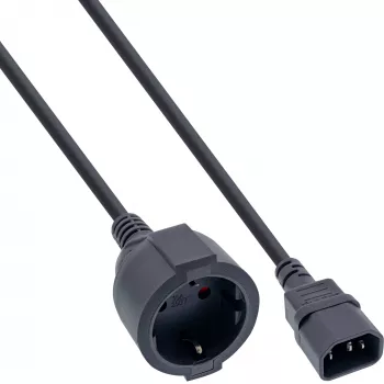 Kabel zasilający InLine, C14 na gniazdo Schutzkontakt, czarny, 1 m