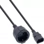Kabel zasilający InLine, C14 na gniazdo Schutzkontakt, czarny, 1 m