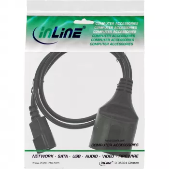 Kabel zasilający InLine, C14 na gniazdo Schutzkontakt, czarny, 1 m