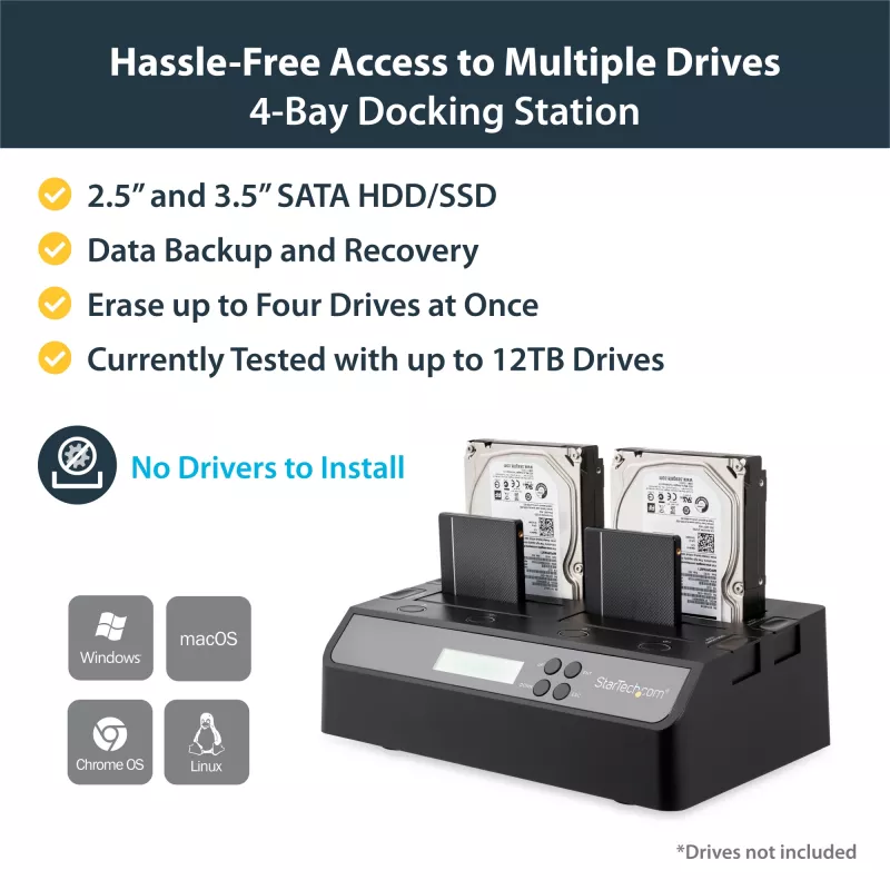 StarTech.com 4 Bay USB 3.0 eSATA to SATA Standalone 1:3 HDD Hard Drive Duplicator Dock