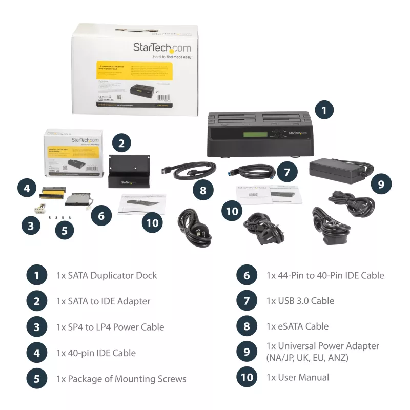 StarTech.com 4 Bay USB 3.0 eSATA to SATA Standalone 1:3 HDD Hard Drive Duplicator Dock