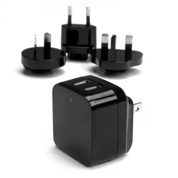 StarTech.com Dwukrotna ładowarka USB do gniazdka ściennego - międzynarodowa podróżna - 17 W/3,4 A - czarna