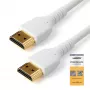 StarTech.com 2 m, Smukły kabel HDMI 2.0, Elastyczny certyfikowany przewód Premium HDMI z Ethernetem, UHD 4K 60 Hz HDR10, Wytrzymała konstrukcja z włókna aramidowego z płaszczem TPE, Biały