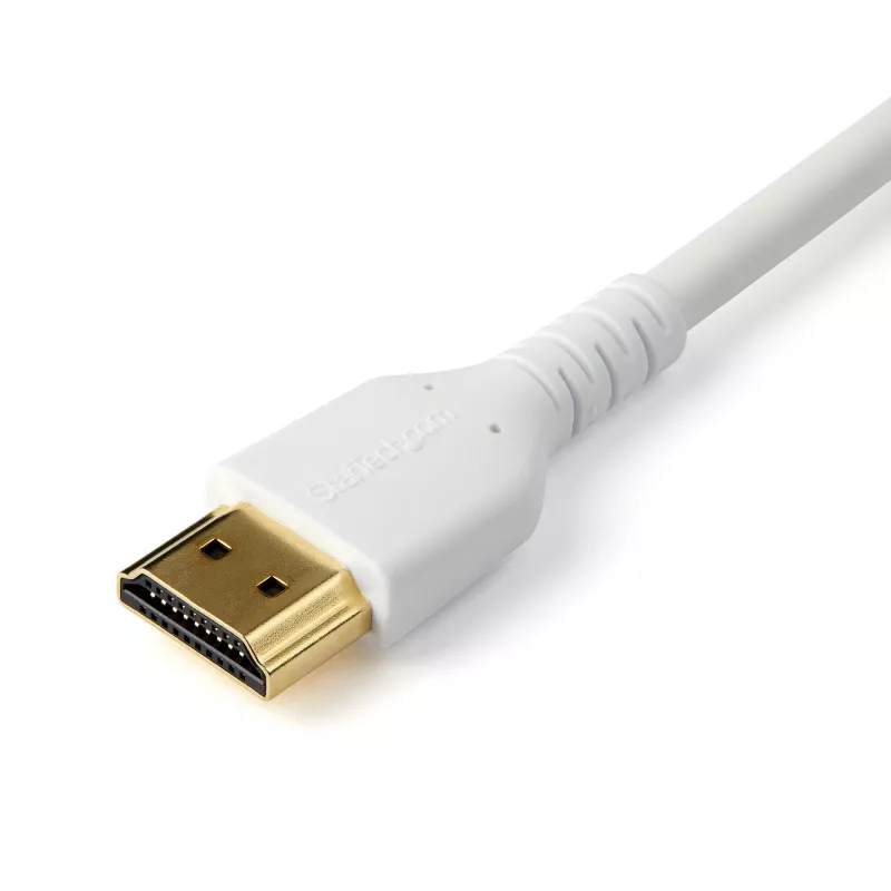 StarTech.com 2 m, Smukły kabel HDMI 2.0, Elastyczny certyfikowany przewód Premium HDMI z Ethernetem, UHD 4K 60 Hz HDR10, Wytrzymała konstrukcja z włókna aramidowego z płaszczem TPE, Biały