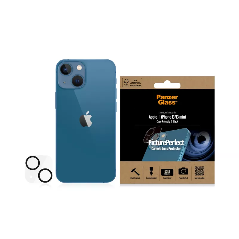 Osłona obiektywu aparatu PanzerGlass do Apple iPhone 13 / 13 Mini — szkło hartowane, odporne na zarysowania i wstrząsy, przezroczysta