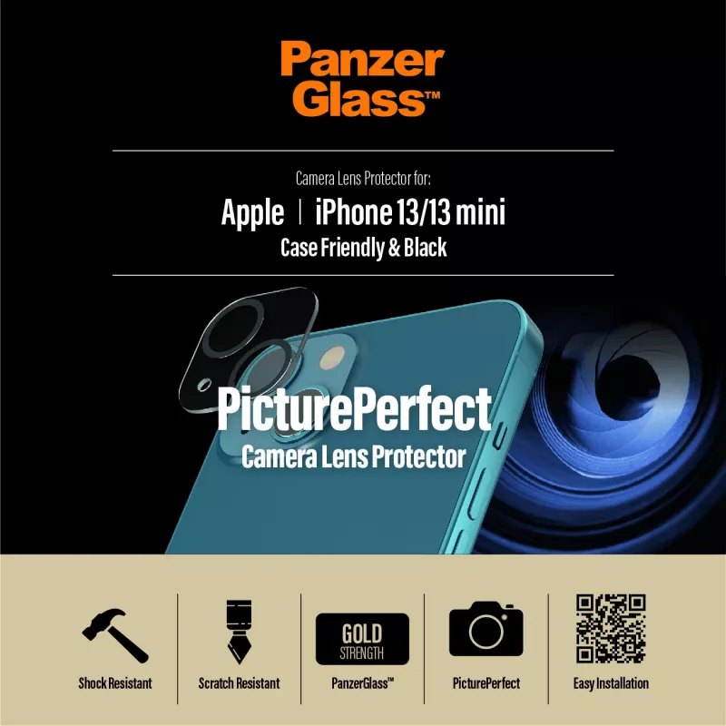 Osłona obiektywu aparatu PanzerGlass do Apple iPhone 13 / 13 Mini — szkło hartowane, odporne na zarysowania i wstrząsy, przezroczysta