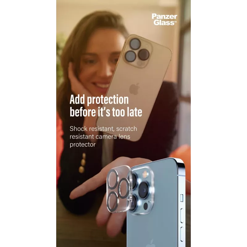 Osłona obiektywu aparatu PanzerGlass do Apple iPhone 13 / 13 Mini — szkło hartowane, odporne na zarysowania i wstrząsy, przezroczysta