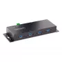 StarTech.com 4-portowy przemysłowy hub USB 3.0 5 Gb/s, wytrzymały hub USB z ochroną ESD, hub USB-A do montażu na szynie DIN/ścianie/biurku, ekspander USB z blokowanymi portami, do trudnych warunków — TAA