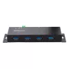 StarTech.com 4-portowy przemysłowy hub USB 3.0 5 Gb/s, wytrzymały hub USB z ochroną ESD, hub USB-A do montażu na szynie DIN/ścianie/biurku, ekspander USB z blokowanymi portami, do trudnych warunków — TAA