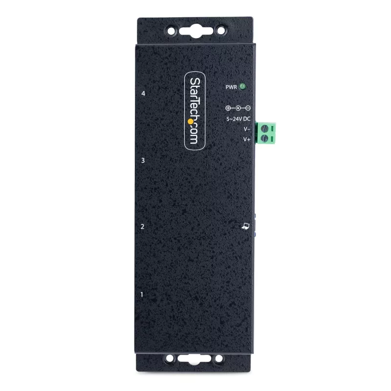 StarTech.com 4-portowy przemysłowy hub USB 3.0 5 Gb/s, wytrzymały hub USB z ochroną ESD, hub USB-A do montażu na szynie DIN/ścianie/biurku, ekspander USB z blokowanymi portami, do trudnych warunków — TAA