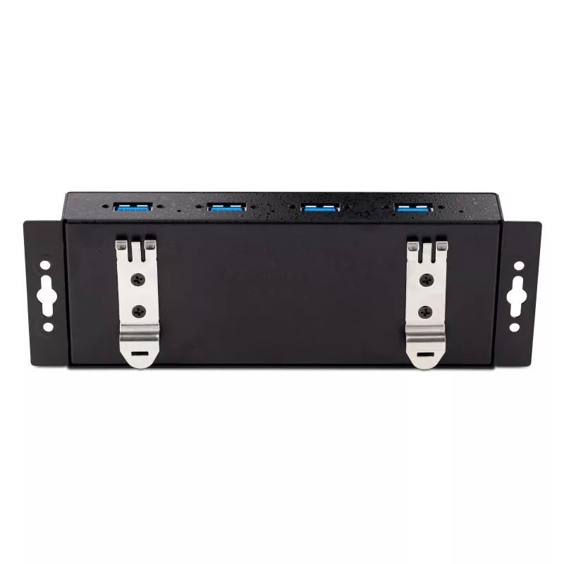 StarTech.com 4-portowy przemysłowy hub USB 3.0 5 Gb/s, wytrzymały hub USB z ochroną ESD, hub USB-A do montażu na szynie DIN/ścianie/biurku, ekspander USB z blokowanymi portami, do trudnych warunków — TAA