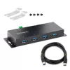 StarTech.com 4-portowy przemysłowy hub USB 3.0 5 Gb/s, wytrzymały hub USB z ochroną ESD, hub USB-A do montażu na szynie DIN/ścianie/biurku, ekspander USB z blokowanymi portami, do trudnych warunków — TAA