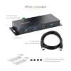 StarTech.com 4-portowy przemysłowy hub USB 3.0 5 Gb/s, wytrzymały hub USB z ochroną ESD, hub USB-A do montażu na szynie DIN/ścianie/biurku, ekspander USB z blokowanymi portami, do trudnych warunków — TAA