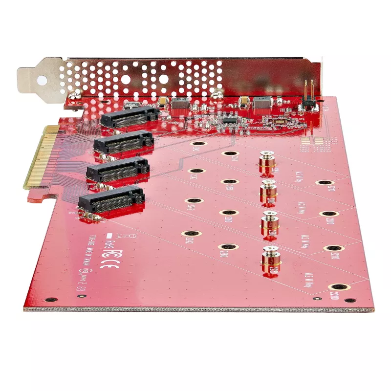 StarTech.com Quad M.2 PCIe Adapter Card, PCIe x16 do Quad NVMe lub AHCI M.2 SSD, PCI Express 4.0, 7,8 GBps/napęd, wymagana bifurkacja, kompatybilny z Windows/Linux
