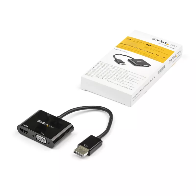 StarTech.com DisplayPort do HDMI VGA Adapter - DisplayPort 1.2 HBR2 do HDMI 2.0 (4K 60Hz) lub konwerter VGA 1080p - DP do HDMI lub VGA adapter monitora - cyfrowy adapter wideo