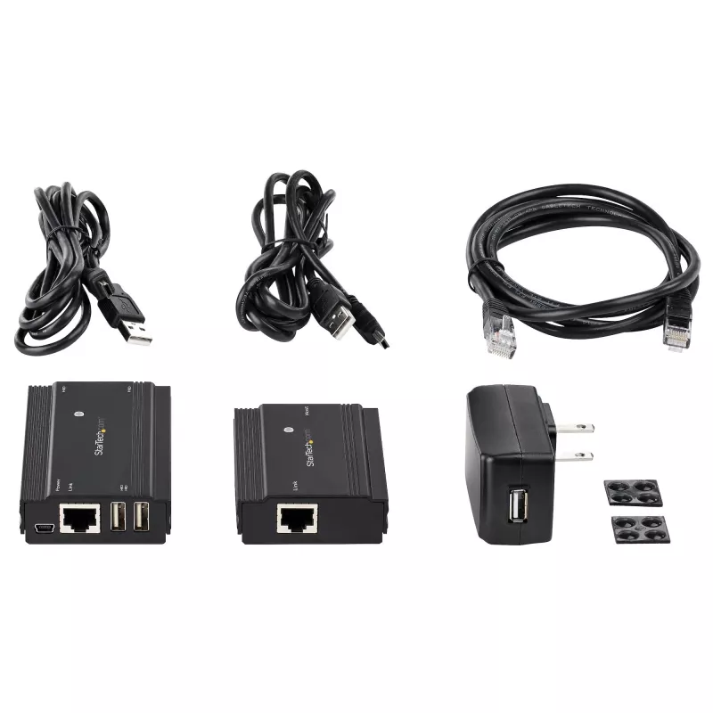 StarTech.com 4-portowy hub przedłużacza USB 2.0 przez pojedynczy kabel Ethernet CAT5e/CAT6 (RJ45) - 100 m - zestaw adapterów huba przedłużacza USB - obudowa metalowa - zasilany zewnętrznie - 480 Mbps