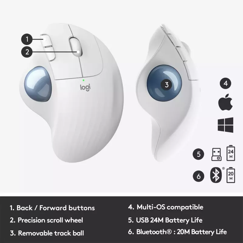 Mysz Logitech ERGO M575 Bezprzewodowy Trackball RF Wireless + Bluetooth